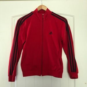 Red Adidas zip-up jacket